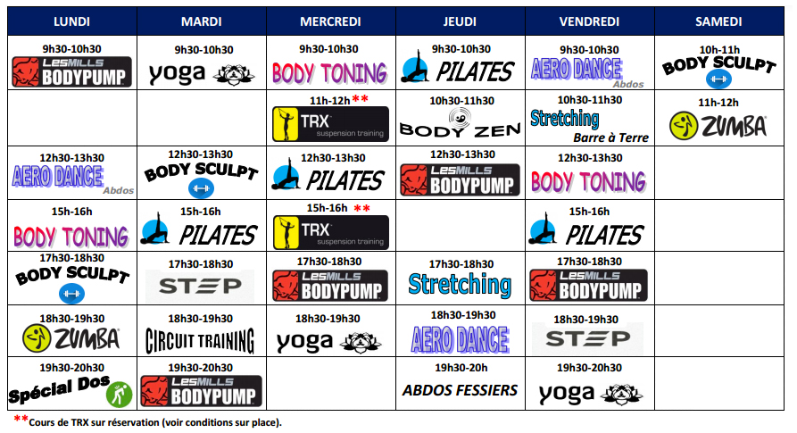 Planning Gym Passion Hyères